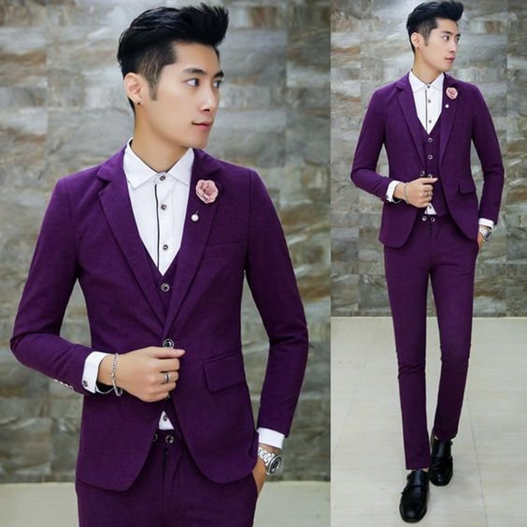 Men's 3 Piece Purple Suit