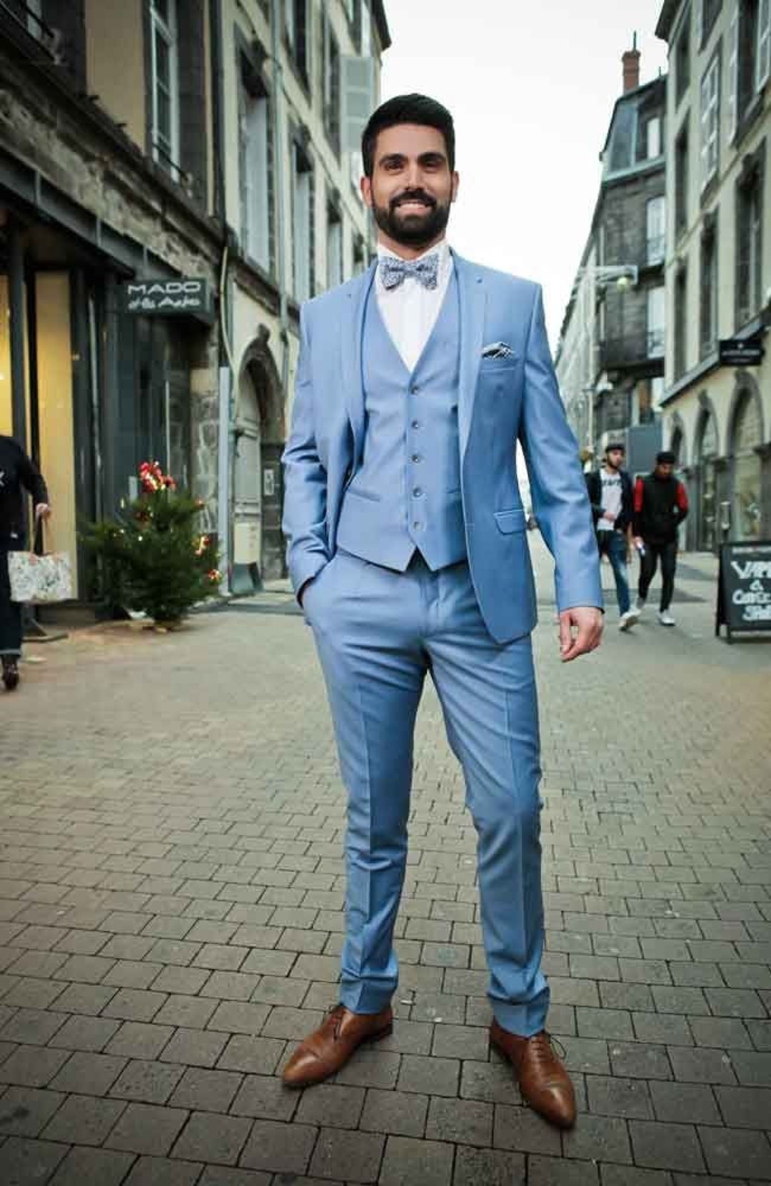 Man Suitblue 3 Piece Suitwedding Clothing For Grooms & - Etsy