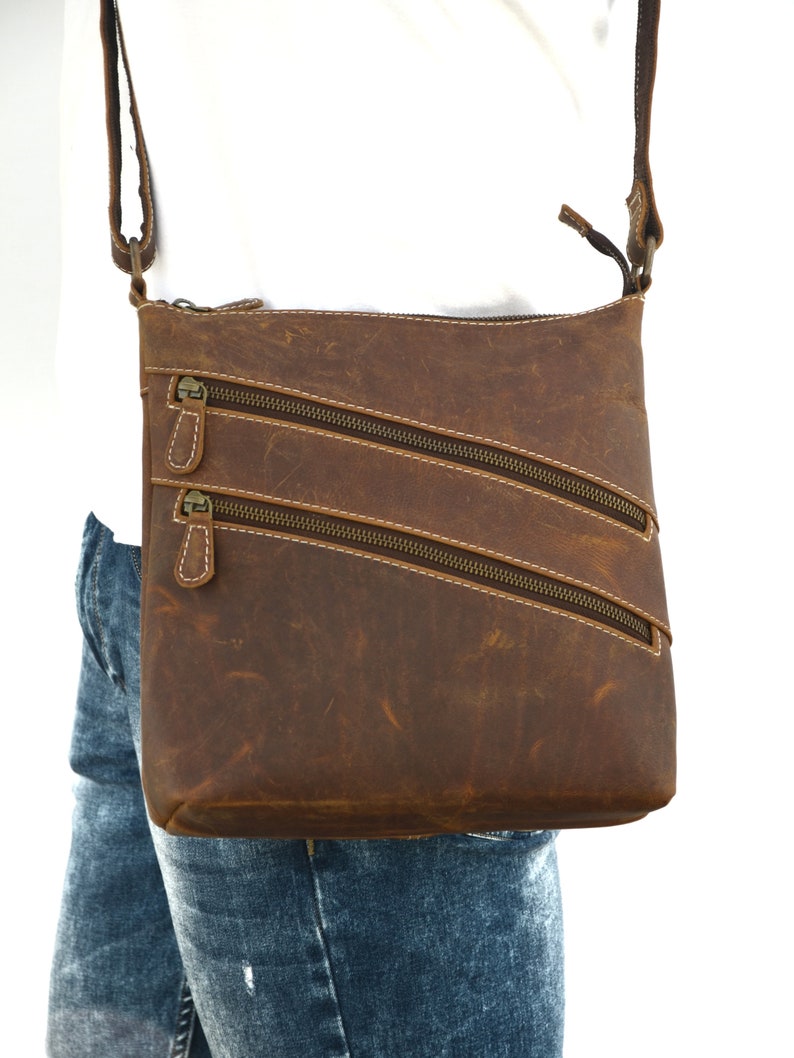 Handmade brown Vintage Leather Crossover Satchel Bag for Women sling bag purse, ladies shoulder bag image 6