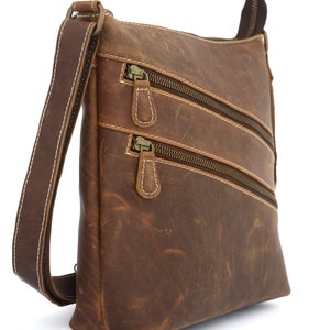 Handmade brown Vintage Leather Crossover Satchel Bag for Women sling bag purse, ladies shoulder bag image 4