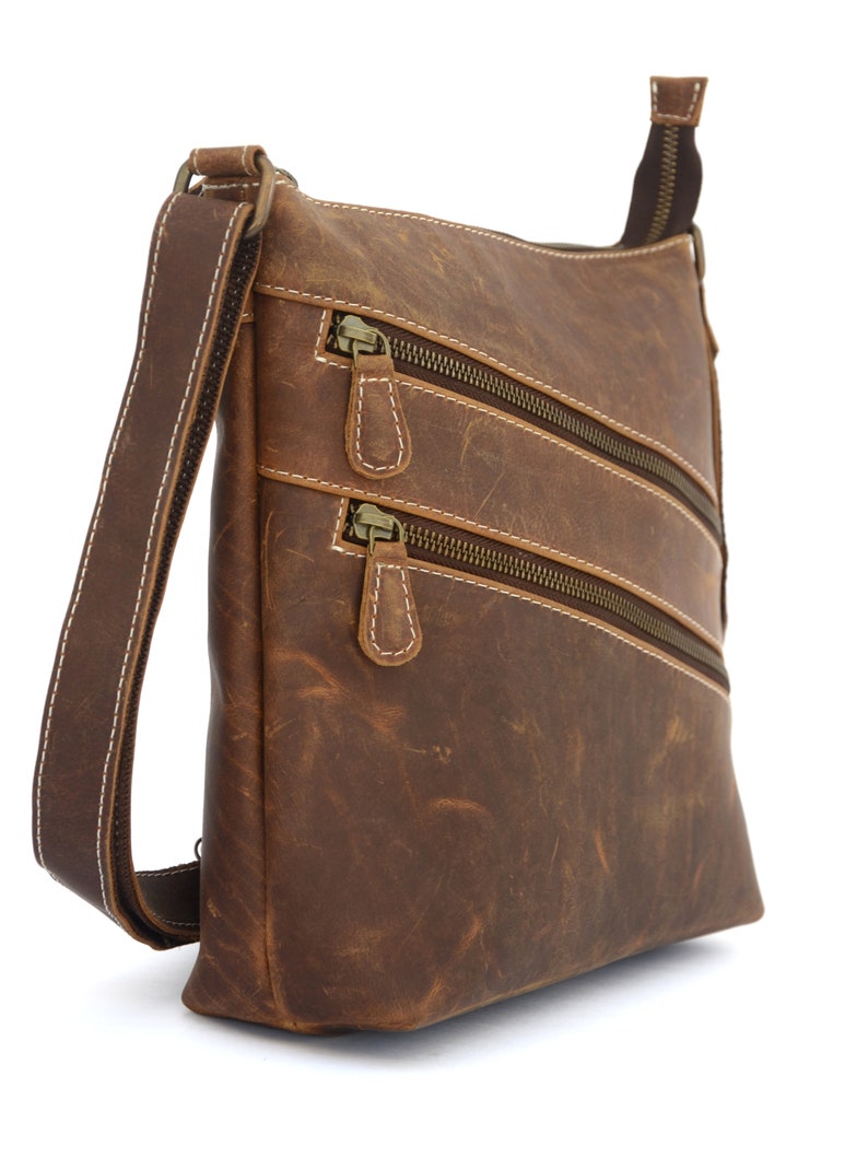 Handmade brown Vintage Leather Crossover Satchel Bag for Women sling bag purse, ladies shoulder bag image 4