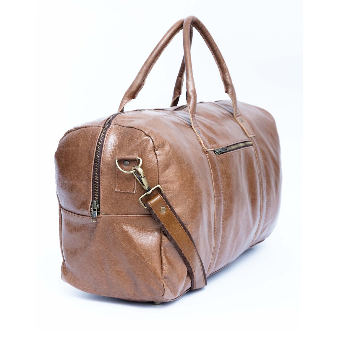Genuine Leather Duffel Bag and Leather Carry On Weekend Bag Etsy