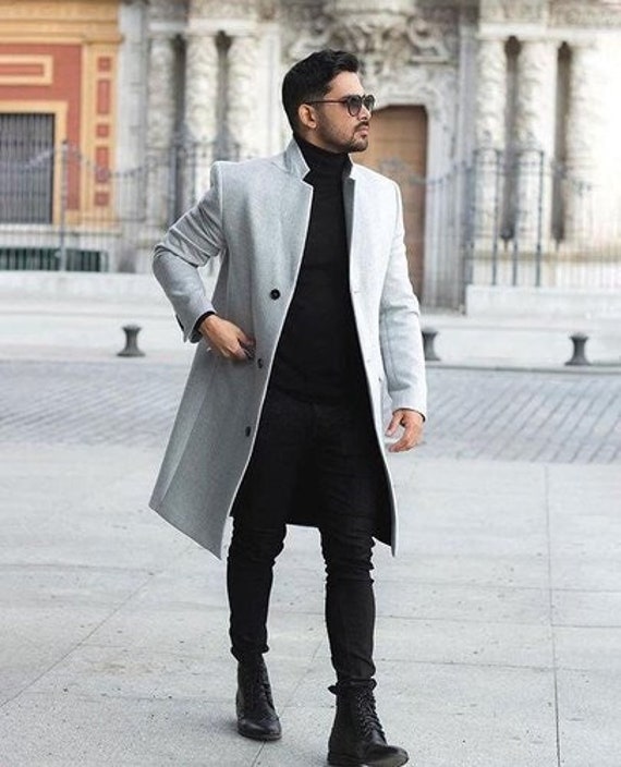 Abrigo hombre-abrigos gris claro-chaqueta - Etsy España