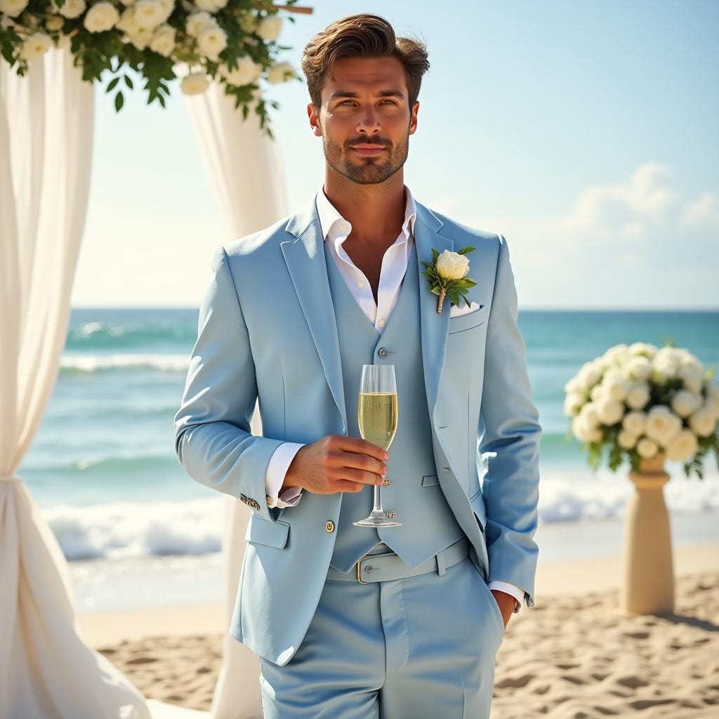 Men Sky Blue Tuxedo
