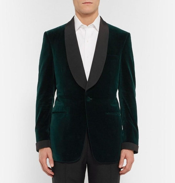 Men's Elegant Green Velvet Smoking Jacket Hosting Evening | Etsy