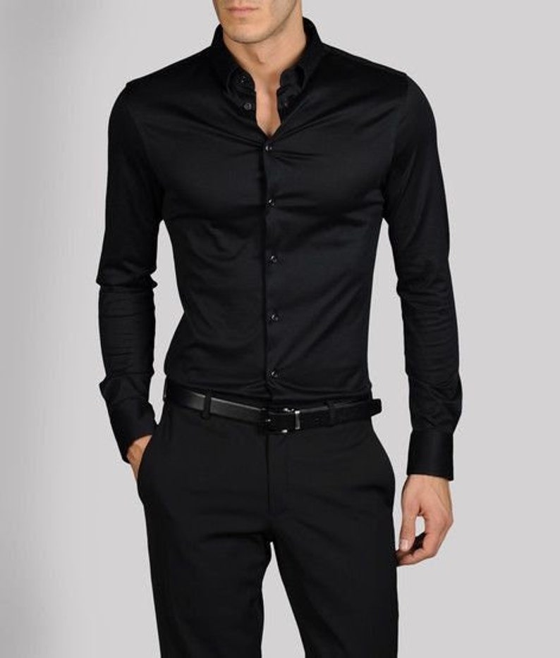 Camisa elegante para hombre pantalón negro ropa de - Etsy