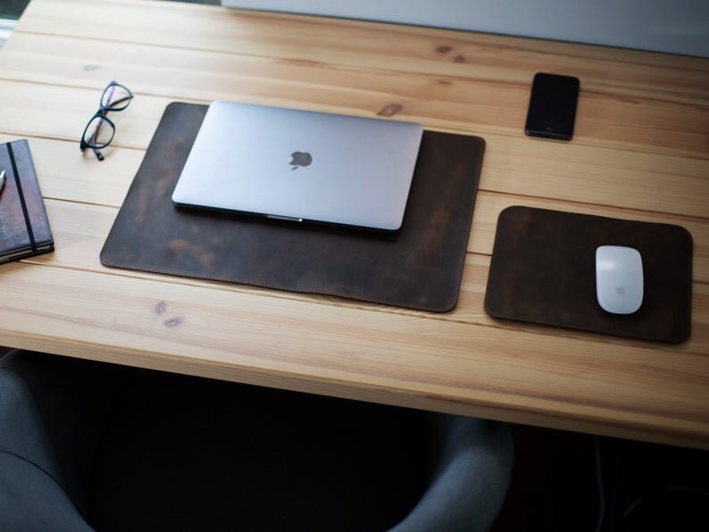 Chromed Leather Desk Pad / Leather Table Cover / Custom Table Etsy