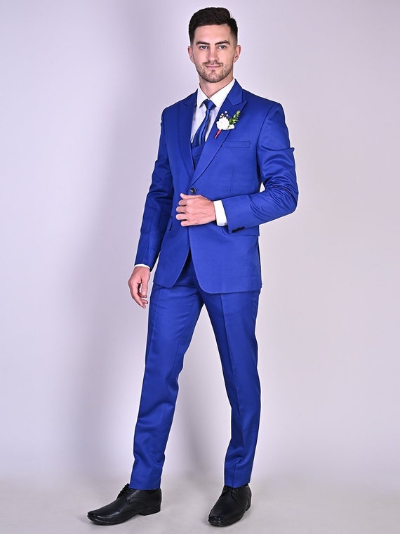 Men Blue 3 Piece Suit for Groom Groomsmen Wedding dinner Prom Party Wear Customized Suit Christmas Gift Etsy Canada