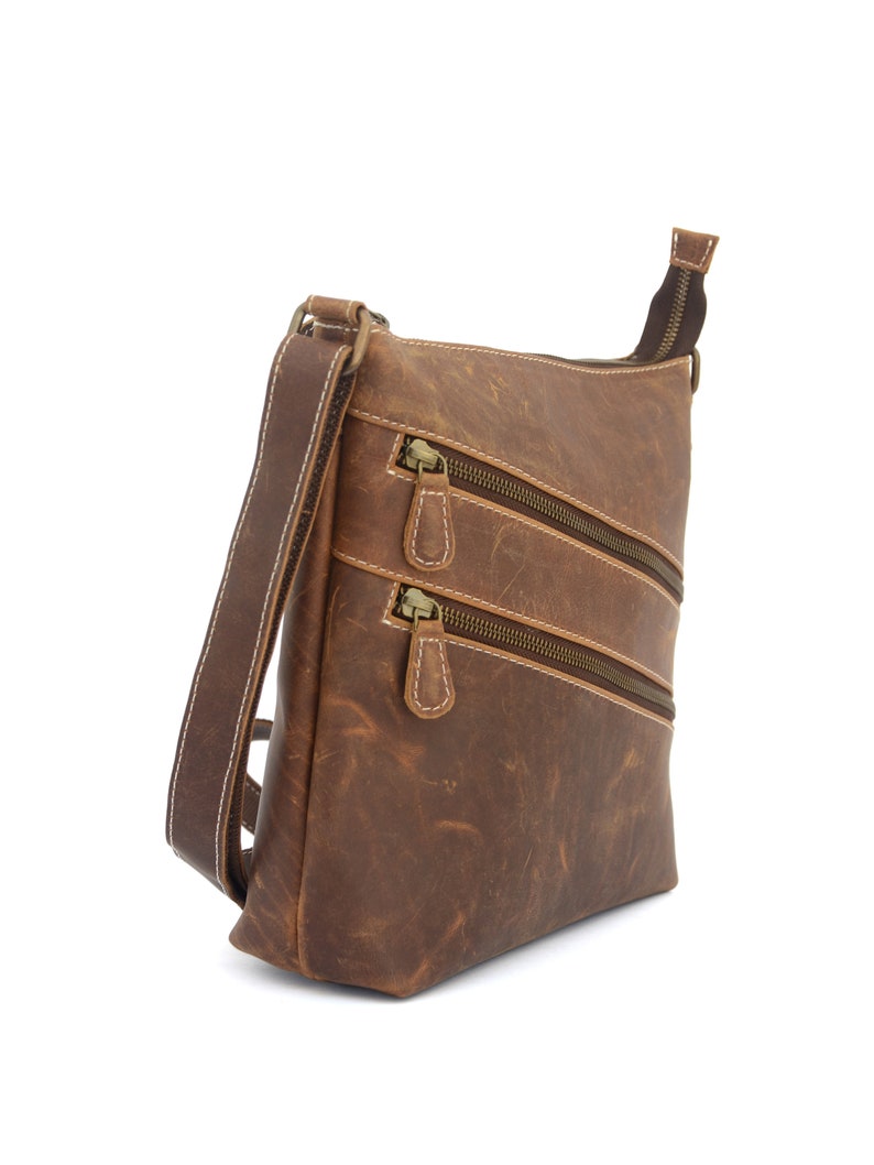 Handmade brown Vintage Leather Crossover Satchel Bag for Women sling bag purse, ladies shoulder bag image 3
