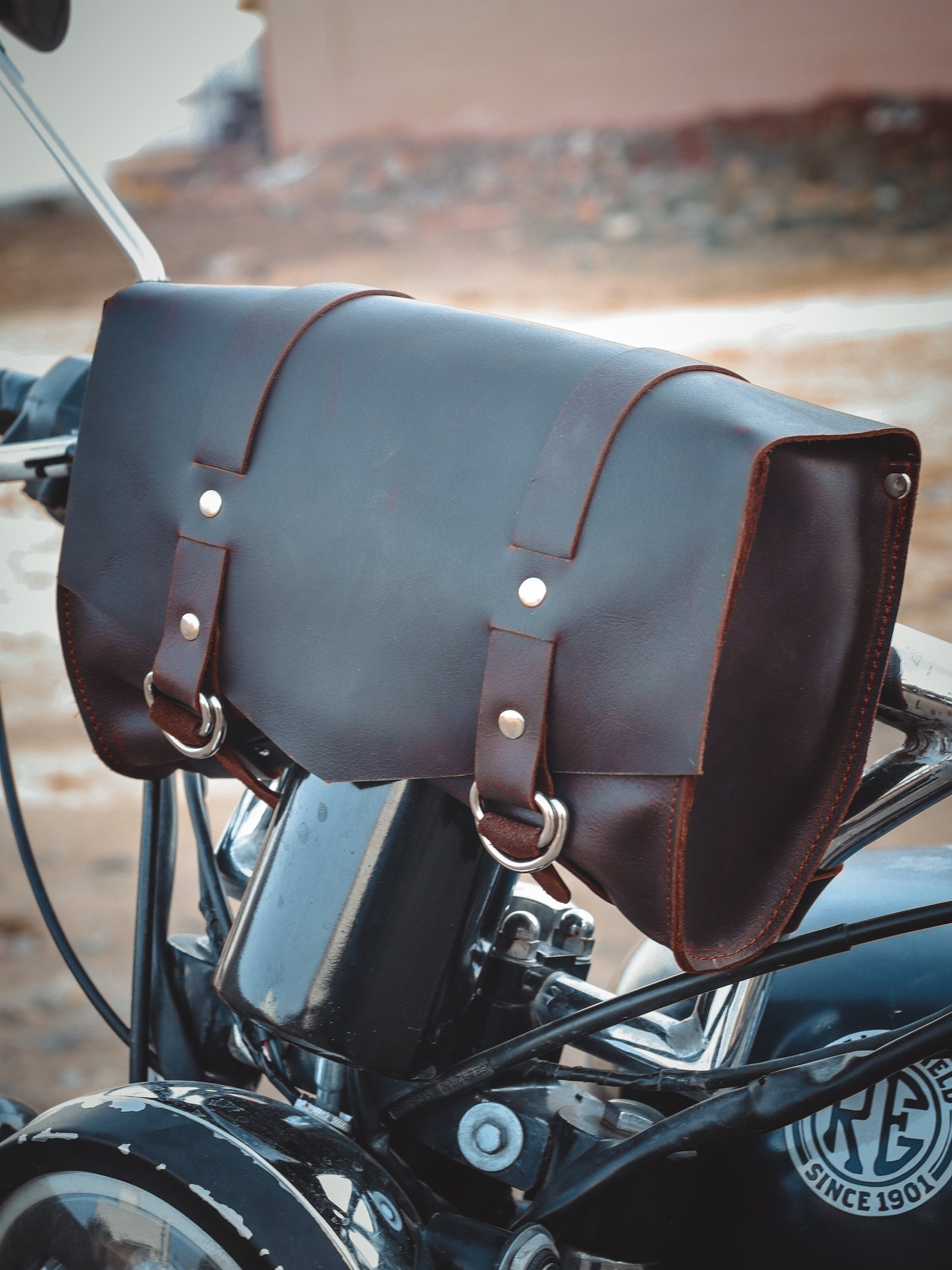 Vintage handmade Leather Motorcycle Bag For Bike BROWN bag for | Etsy