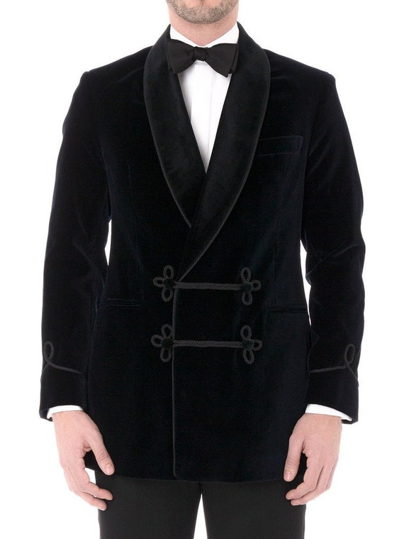 Men's Elegant Black Velvet Smoking Jacket Hosting Evening | Etsy