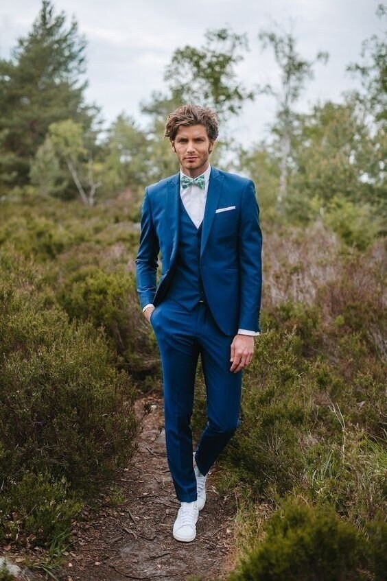 Bespoke Suit-man Teal Blue 3 Piece Suit-wedding Suit for Groom - Etsy