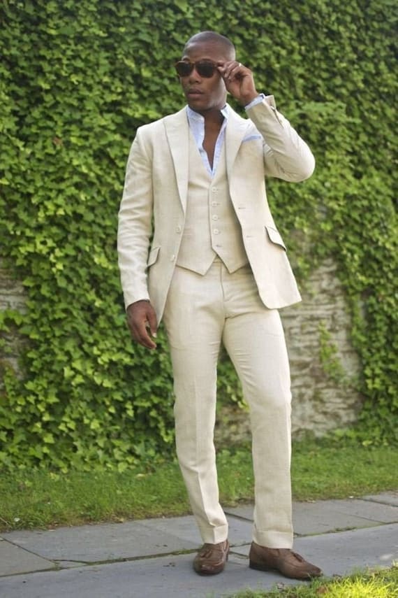 Traje de hombre Beige traje de 3 piezas traje de cena traje de fiesta traje de