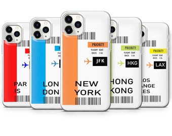 Boarding Pass Paris London phone case for fit iPhone 14, 13, 12 Pro, XR, Samsung S22, S21, A40, A52, Huawei P40, P50 Lite and other model
