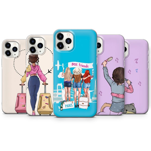 Best Friend couple phone case for fit iPhone 14, 13, 12, 11, XR, Samsung S22, S21, A52, Huawei P40, P50 Lite and other model