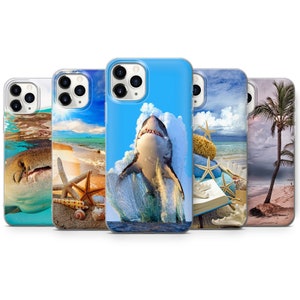 Beach Sea phone case for fit iPhone 14, 13, 12, 11, Pro, XR, Samsung S22, S21, A52, Huawei P40, P50 Lite and other model