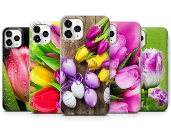Tulips Flowers phone case for fit iPhone 14, 13, 12, 11, Pro, XR, Samsung S22, S21, A52, Huawei P40, P50 Lite and other model
