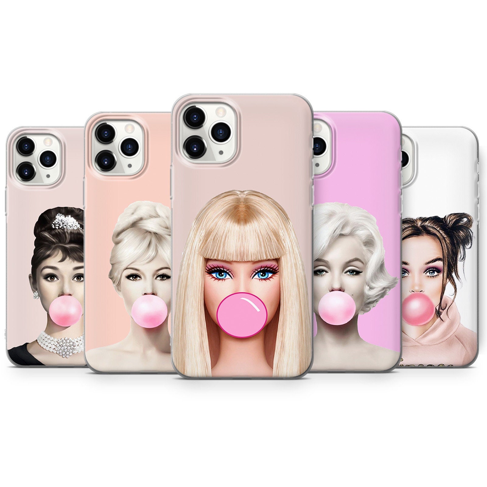 3D Silicone with Mirror Phone Cover Pink Barbie Case for iPhone 14 13 12  ProMax