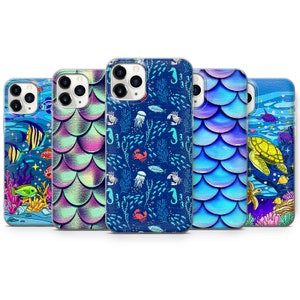 Sealife Mermaid Skin phone case for fit iPhone 14, 13, 12, 11, Pro, XR, Samsung S22, S21, A52, Huawei P40, P50 Lite and other model image 1