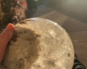 Lodolite Rainbow Filled Garden Quartz Sphere 18  LBS 11 OZ