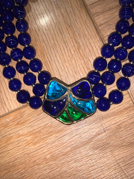 Vintage Murano Glass  necklace with triple-strand 