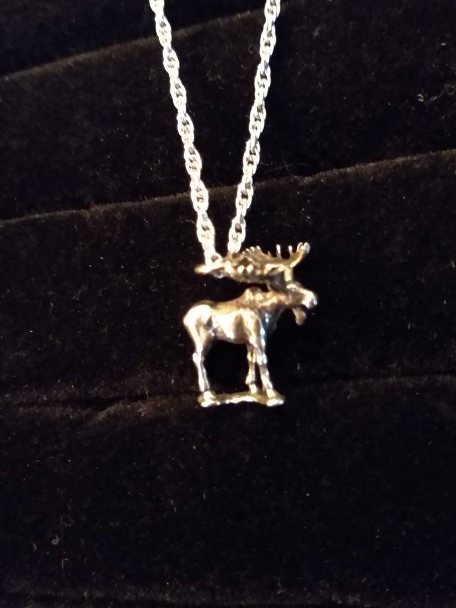 Sterling Silver Moose Pendant Necklace Etsy