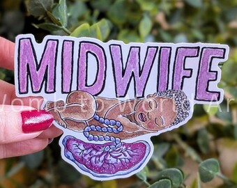 Midwife Sticker | Watercolour Art, Laptop, Bottle, Folder Decal (10cm)