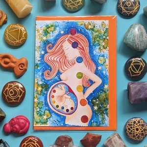 Chakra della gravidanza Biglietto di gravidanza / Sacchetti omaggio per l'ipnosi / Maternità sacra / Regali per corsi prenatali / Gravidanza spirituale
