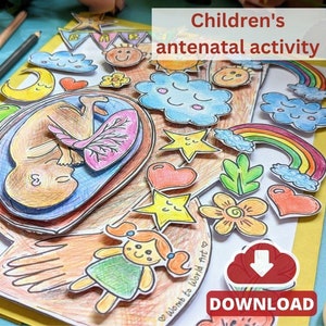 Kit de educación prenatal para niños: Hipnoparto para hermanos / Descarga de anatomía del embarazo / Impresiones de doula / Partera