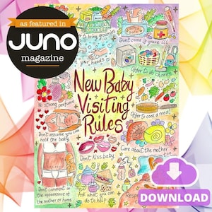 Póster en PDF con reglas para visitas de recién nacidos / Descargas de doulas posparto / Límites posparto / Reglas para visitas de recién nacidos / Impresiones de educación prenatal