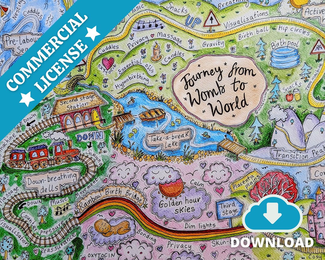 A3 Stages of Birth Map Download PDF Antenatal Education Printouts Doula ...