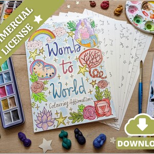 Schwangerschaft Reise Färbung 16 Poster Download | Positive Geburt Affirmationen | Geburtshelfer | Doula Werkzeuge | Hypnobirthing