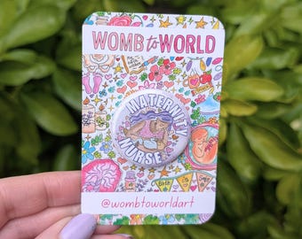 Maternity Nurse Badge: Watercolour Baby Art Lanyard Pin