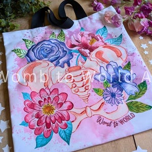 Floral Pelvis Anatomy Art Cotton Tote Bag