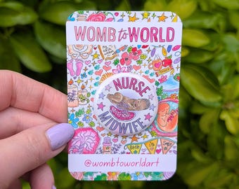 Nurse Midwife Badge: Watercolour Baby Art Lanyard Pin