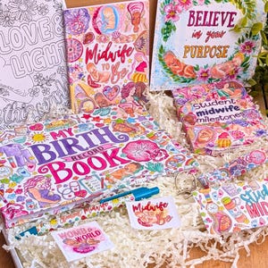 Student Midwife Gift Set | Milestones Cards, Birth Log Book, Lanyard Keyring, Pocket Notebook and Pen Gift Bundle + Extras