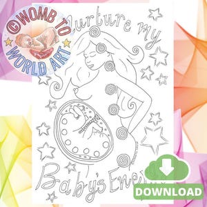 Chakras in the Womb Pregnancy Affirmation Colouring Page | Birthworker Handouts | Doula Tools | Midwife | Hypnobirthing