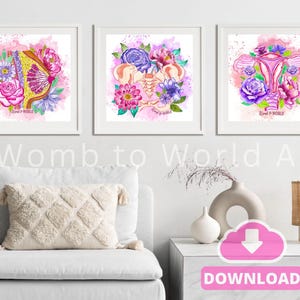 Floral Anatomy Art Prints: OBGYN Office Decor (PDF Download)