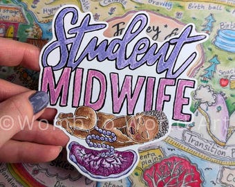 Student Midwife Sticker: Baby Art, Waterproof Laptop Decal (10cm)