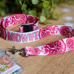 Llavero con cordón para partera / Cordón con diseño de placenta / Portatarjetas de maternidad / Porta credencial de partera / Cordón con diseño de nacimiento / Regalos para partera
