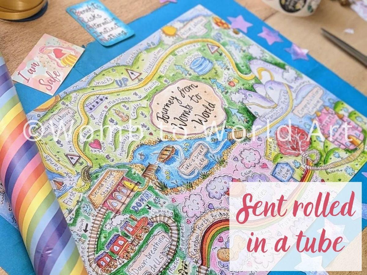 Pregnancy & Birth Map Art A3 Prints: Antenatal Education Posters for ...