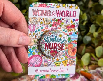Student Nurse Badge: Watercolor Art Lanyard Pin