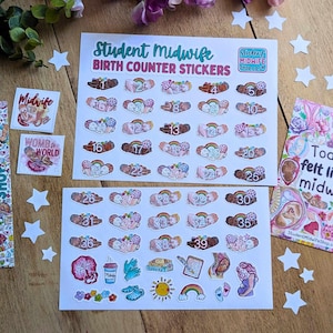 Student Midwife Birth Counter Stickers: Planner & Notebook Decals