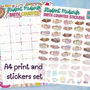 Birth Counter Print with Baby Stickers: Student Midwife Birth Tracker