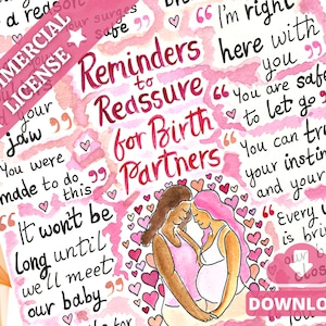 Birth Partner Affirmations Birth Poster PDF | Labor Education Handouts | Doula Prints | Hypnobirthing | Teaching Tools | Antenatal