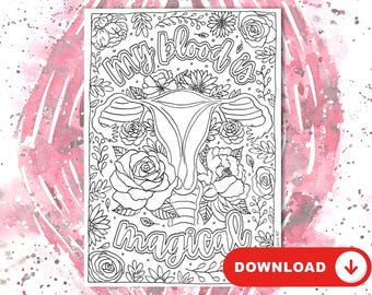 Positive Periods Affirmation Colouring Page, Menarche Celebration, Womb Art for Girls