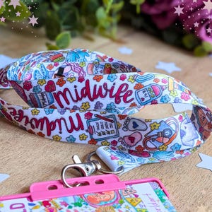 Midwife Lanyard: Watercolour Birth Art ID Badge Holder for Midwives image 10