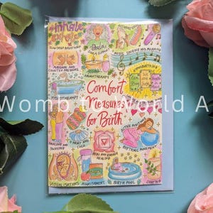 Misure di conforto per la nascita Biglietti di auguri / Biglietti di ipnosi per il parto / Educazione alla nascita / Doula / Studentessa ostetrica / Arte della nascita / Parto