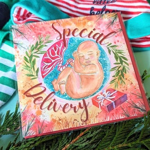 Consegna speciale Biglietto di auguri per la gravidanza del bambino di Natale / Il primo Natale di Bump / Biglietto di auguri per la gravidanza / Regali per il corso prenatale / Biglietto per cliente Doula