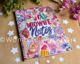 Midwife A4 Notebook: Watercolour Womb to World Art, Lined Midwifery Notebook